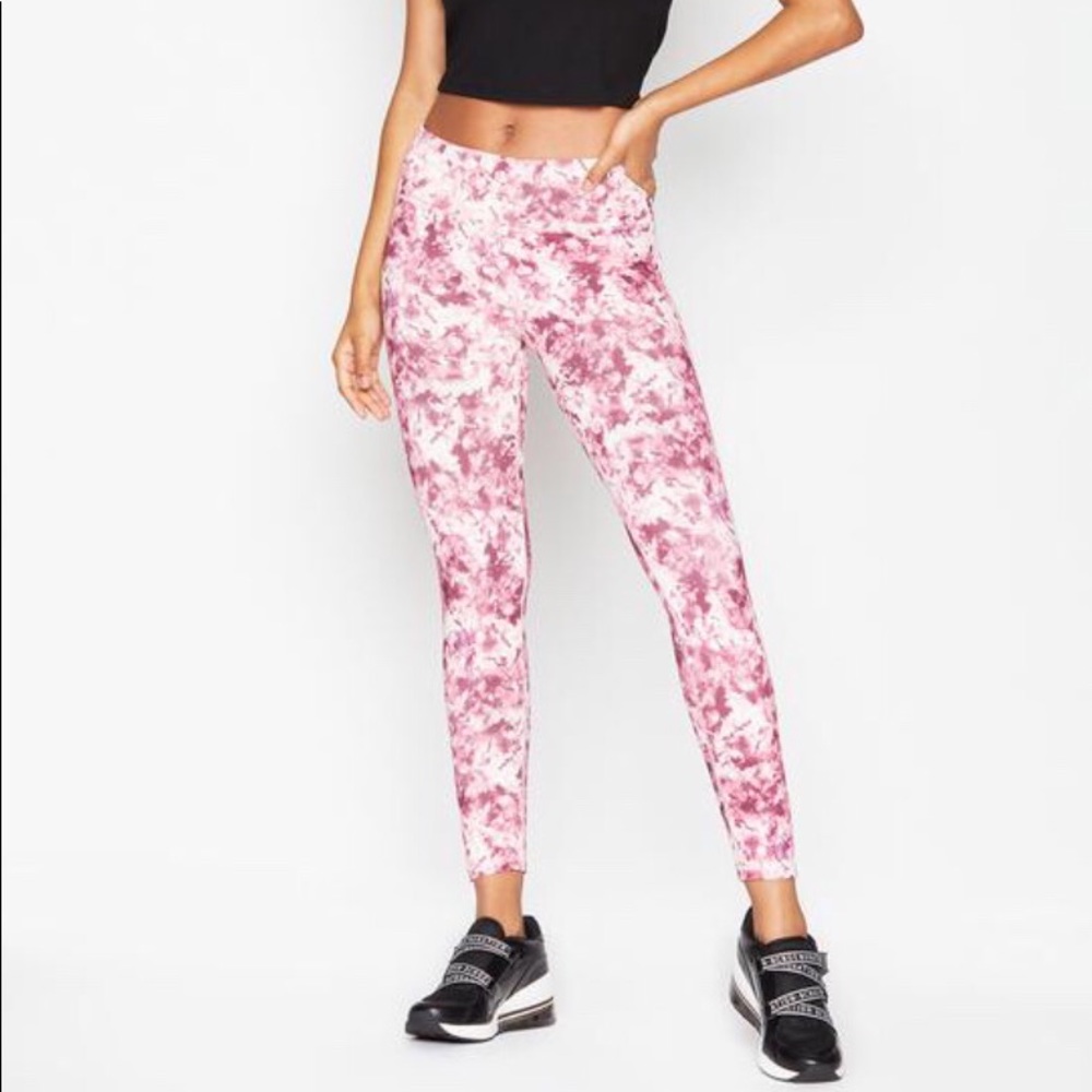 BCBGeneration High Waist Leggings Pink White Side Pocket Cropped Women’s Medium